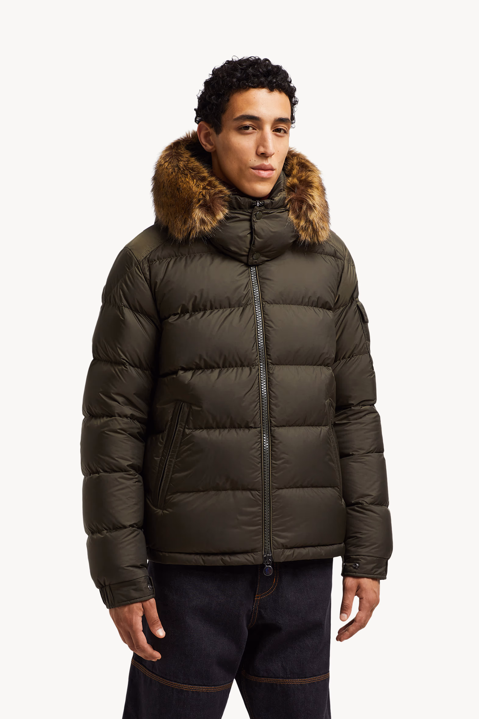 Mayaf Hooded Short Down Jacket Men Olive Green Moncler 3
